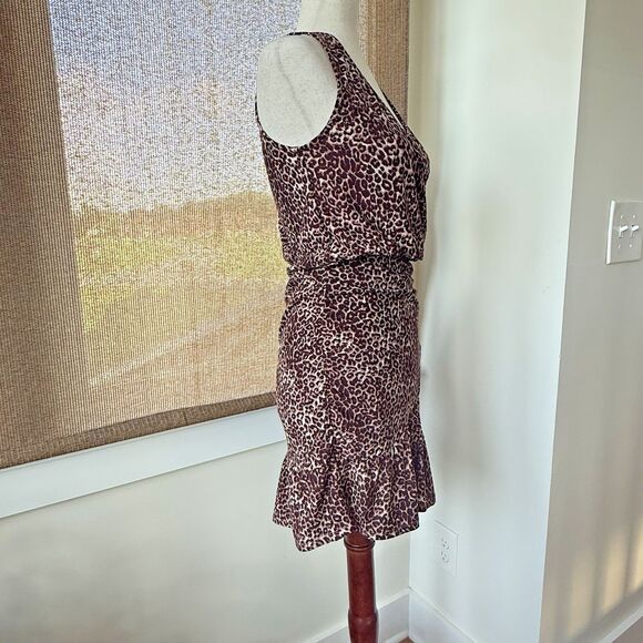 Altar'd State Rosa Dress Small Cheetah Animal Print Mini Ruffle Hem Stretchy EUC - Picture 4 of 12